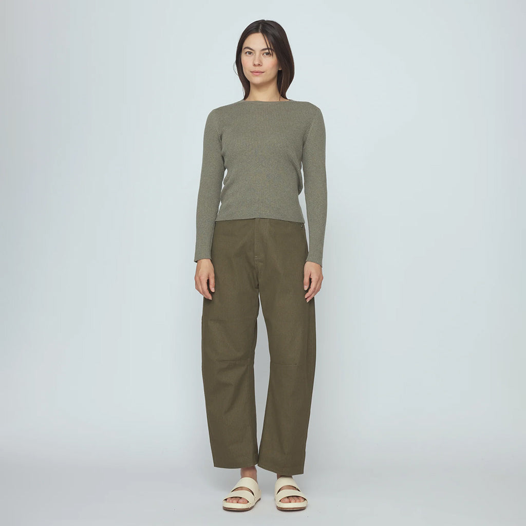 7115 By Szeki Woman Ribbed Sweater Sage Grey