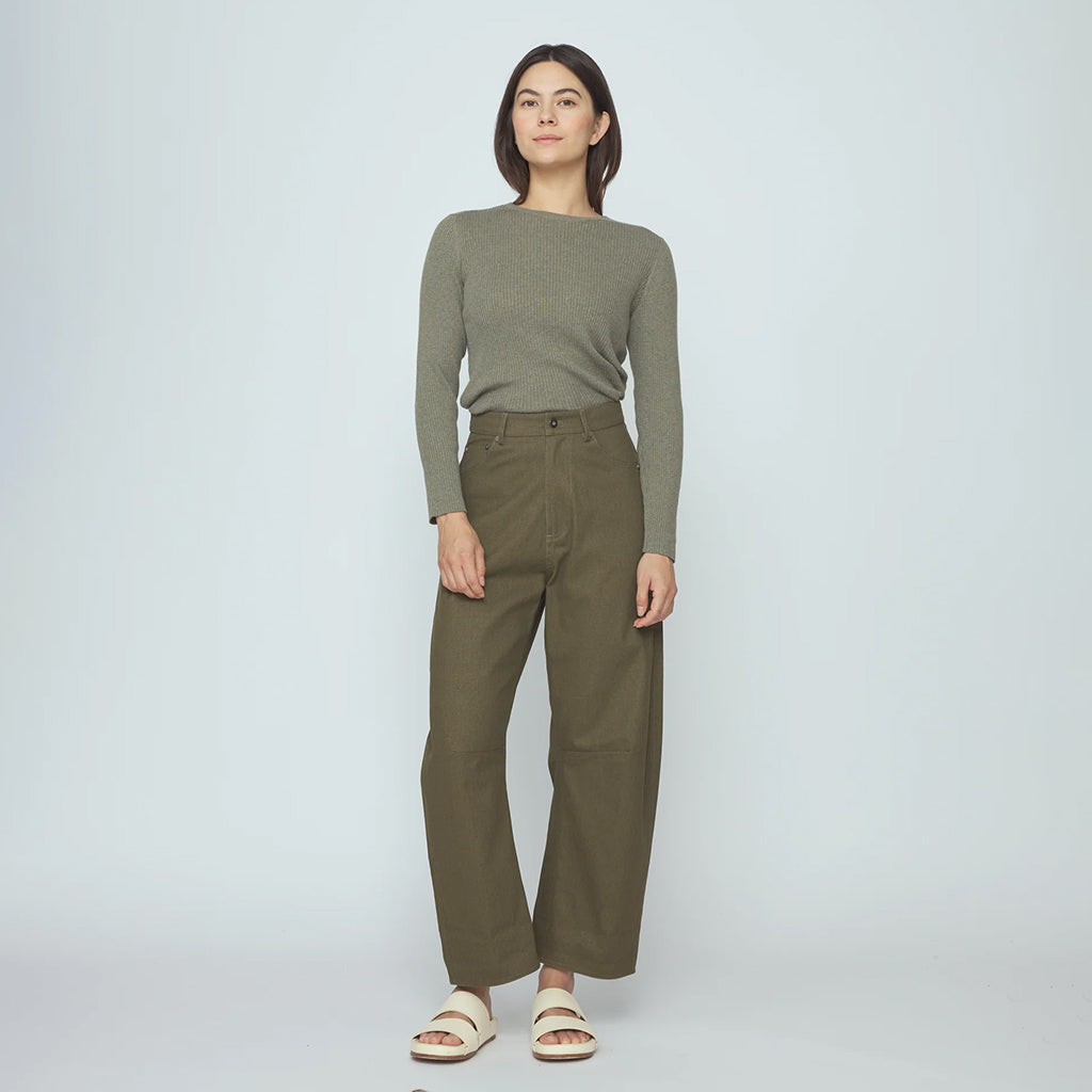 7115 By Szeki Woman Ribbed Sweater Sage Grey