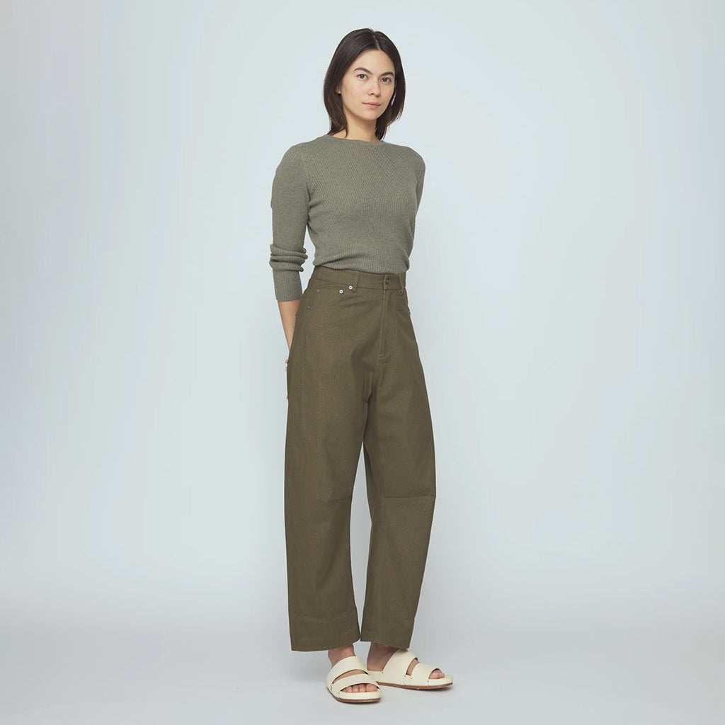 7115 By Szeki Woman Ribbed Sweater Sage Grey