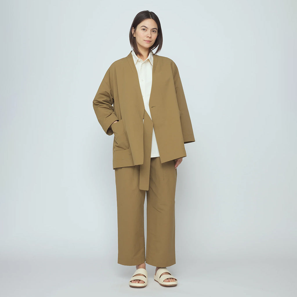 7115 By Szeki Woman Spring Wrap Coat Tan Brown
