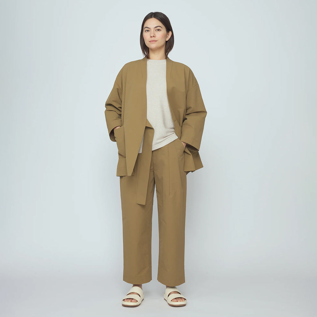 7115 By Szeki Woman Spring Wrap Coat Tan Brown
