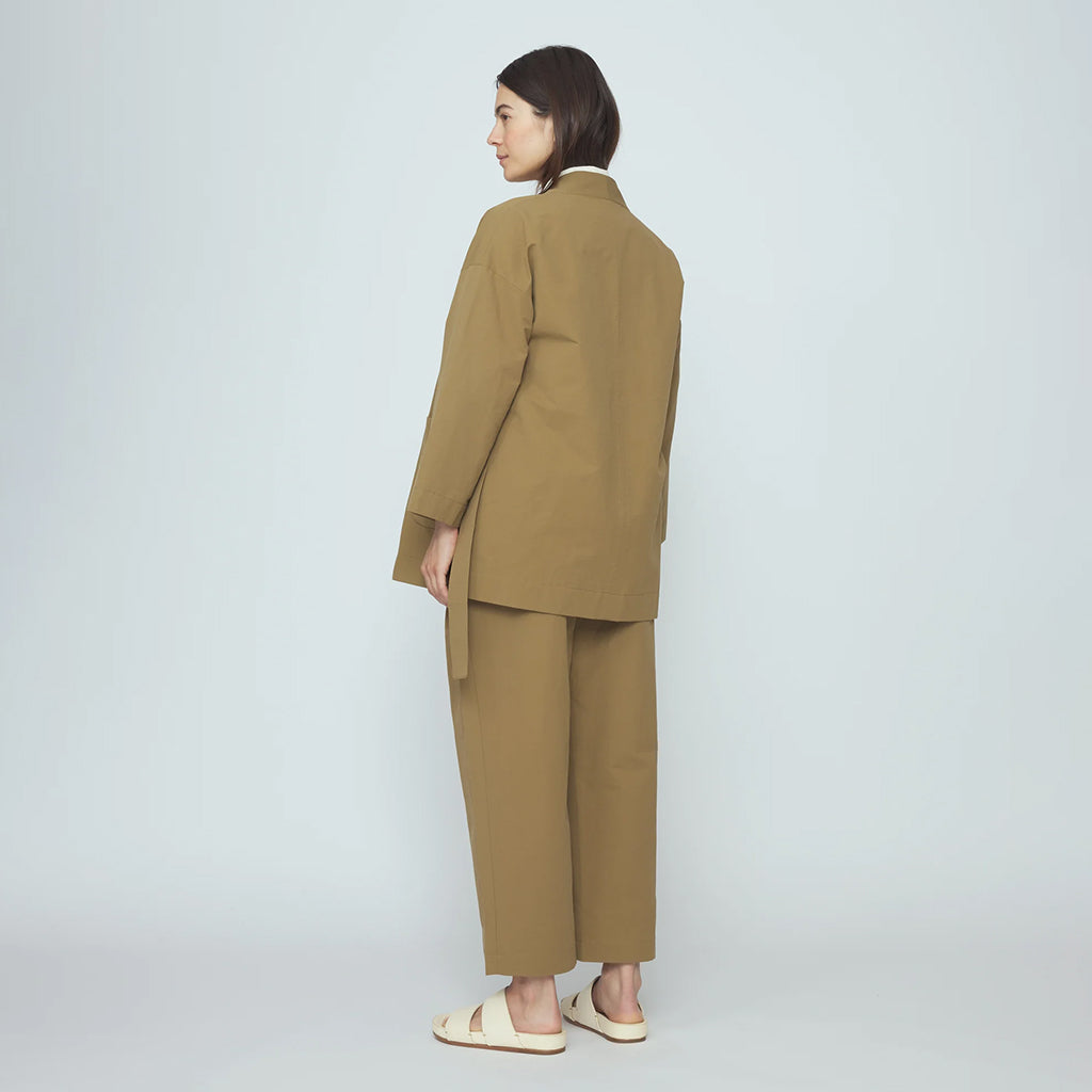 7115 By Szeki Woman Spring Wrap Coat Tan Brown