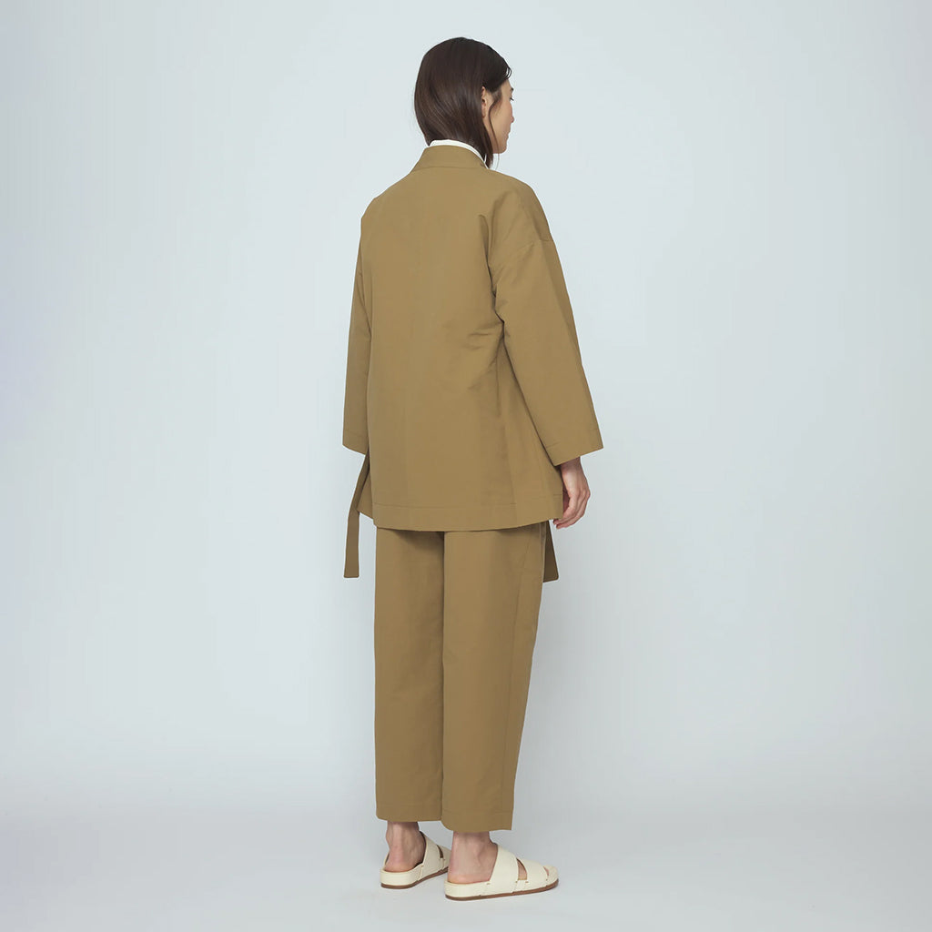 7115 By Szeki Woman Spring Wrap Coat Tan Brown