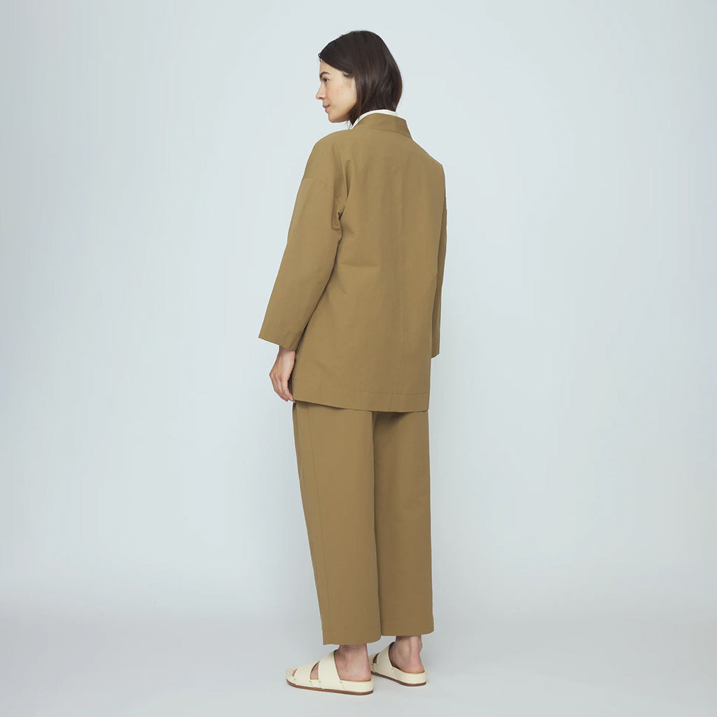 7115 By Szeki Woman Spring Wrap Coat Tan Brown