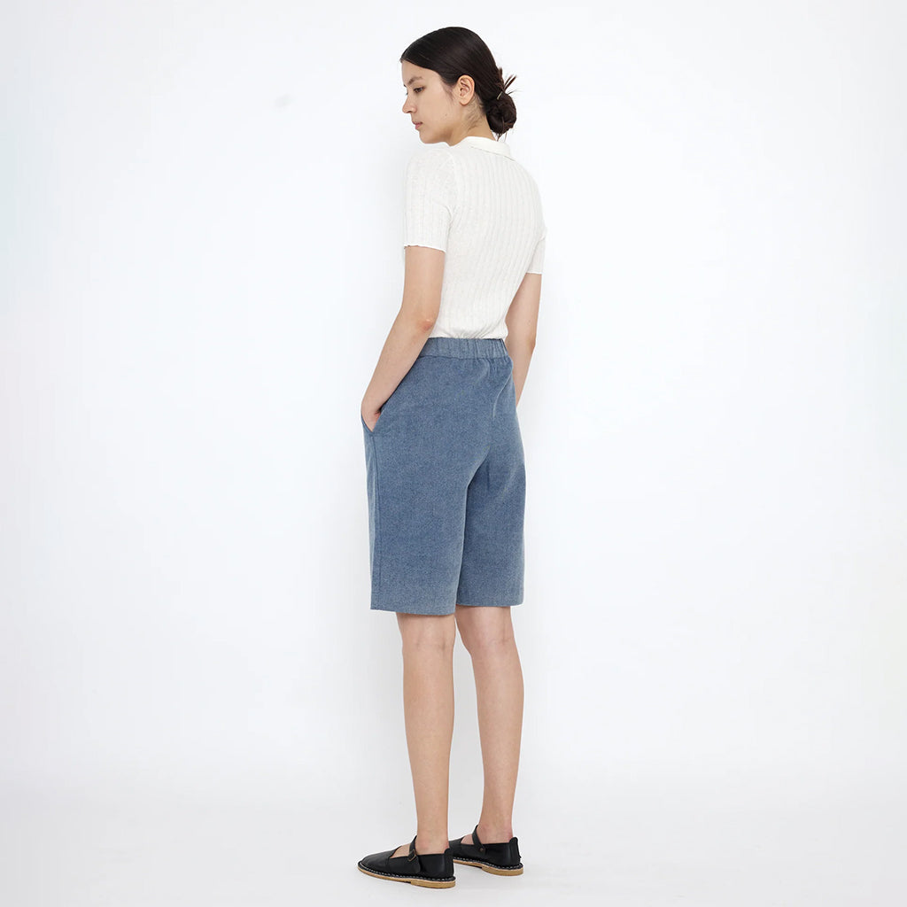 7115 By Szeki Woman Summer Shorts Soft Faded Blue Denim