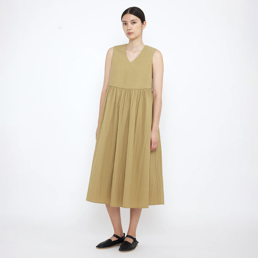 7115 By Szeki Woman V-Neck Playdress Textured Dijon Yellow
