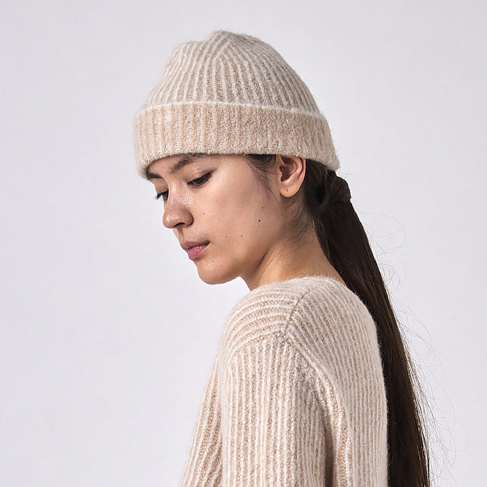 7115 By Szeki Woman Alpaca Beanie Hat Light Stripes