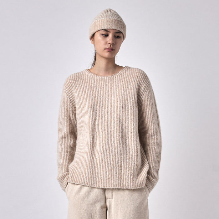 7115 By Szeki Woman Alpaca Beanie Hat Light Stripes