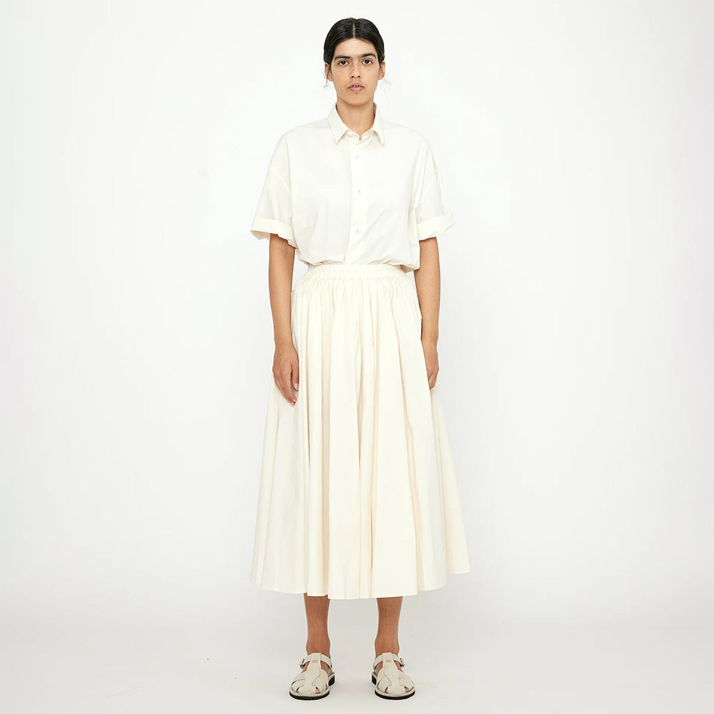 7115 By Szeki Woman Papery Elastic Prairie Skirt Off-White