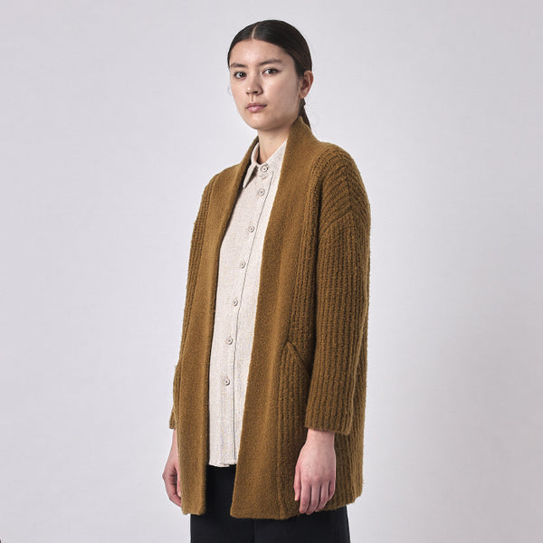 7115 By Szeki Woman Chunky Open Cardigan Dijon Yellow Advice from a Caterpillar