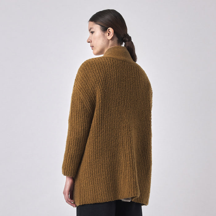 7115 By Szeki Woman Chunky Open Cardigan Dijon Yellow