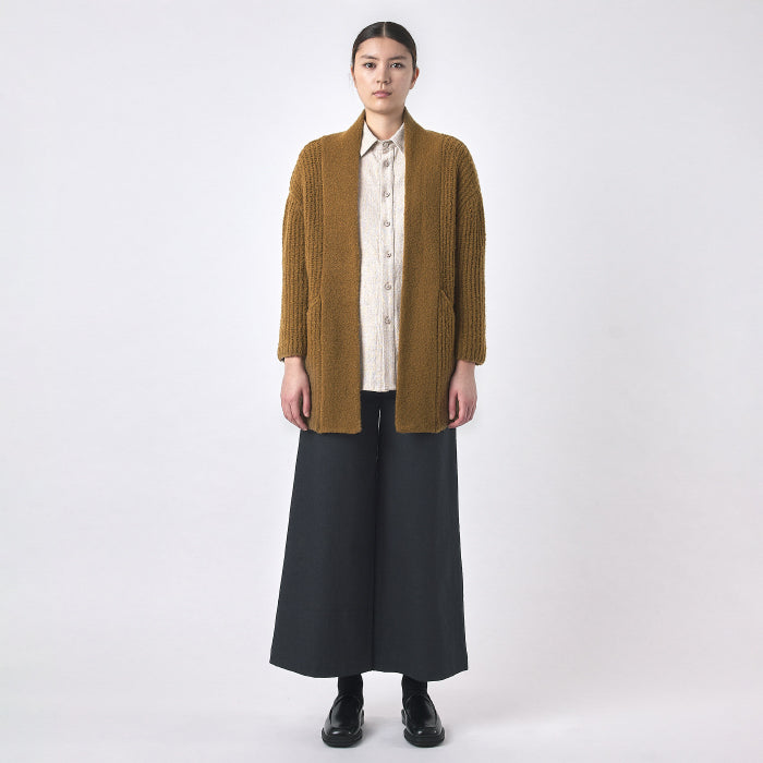 7115 By Szeki Woman Chunky Open Cardigan Dijon Yellow