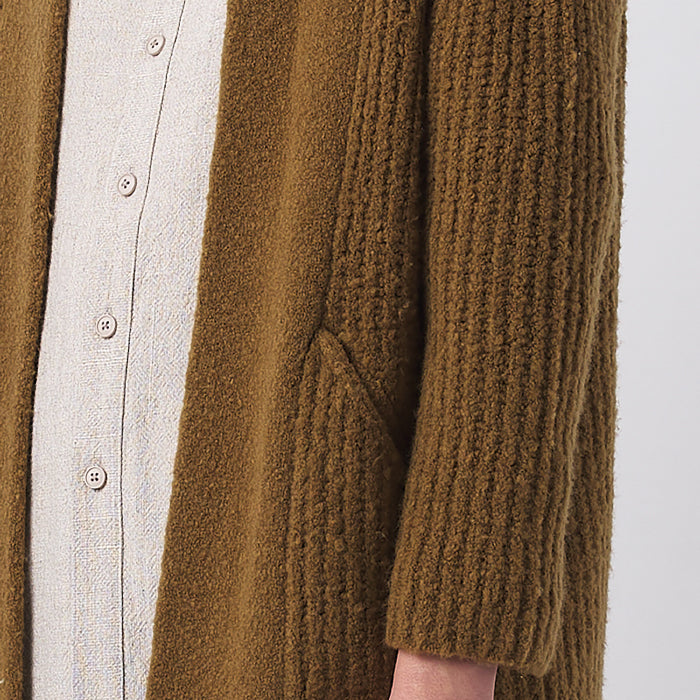 7115 By Szeki Woman Chunky Open Cardigan Dijon Yellow