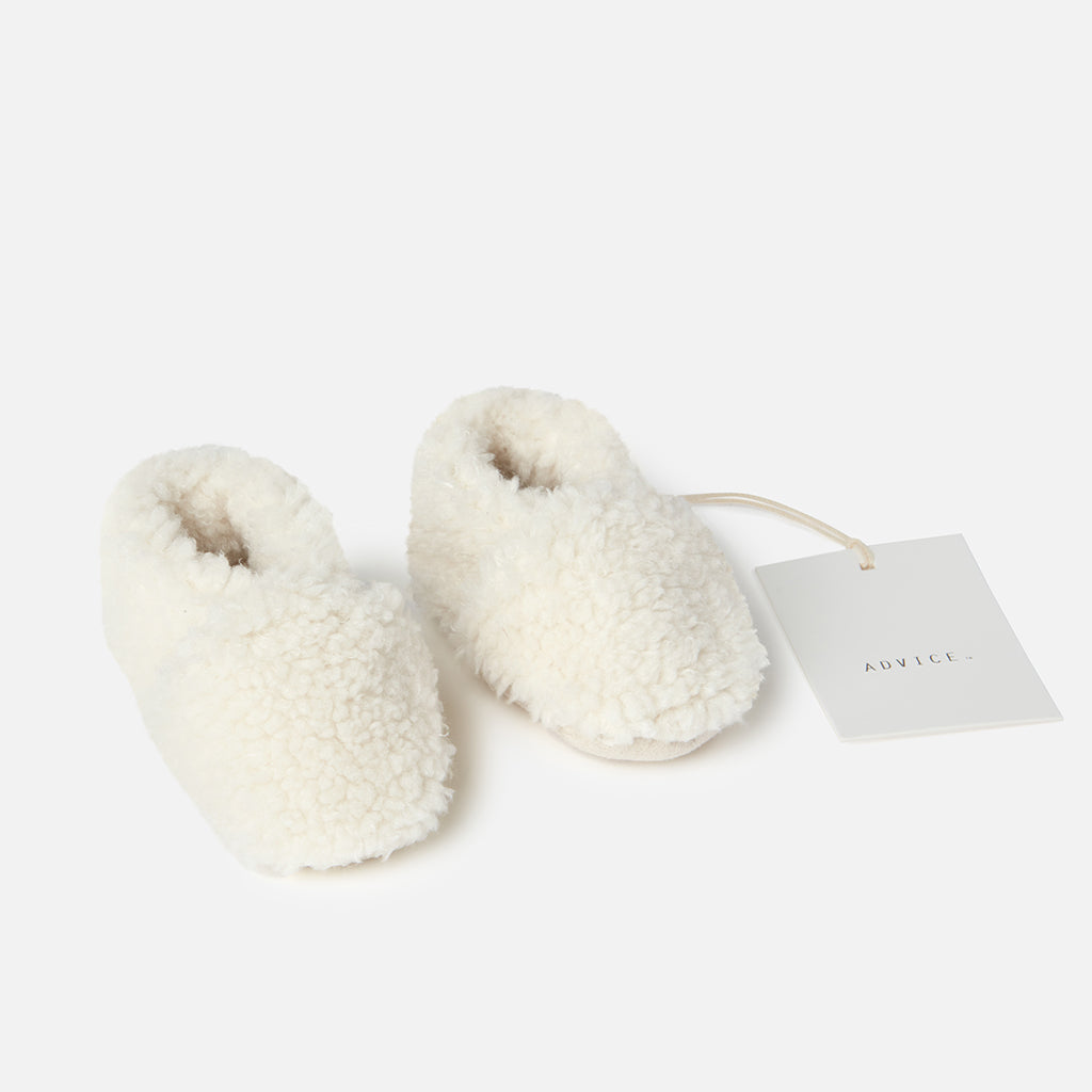 ADVICE Baby Article Two Vegan Shearling Booties Cloud White Cream