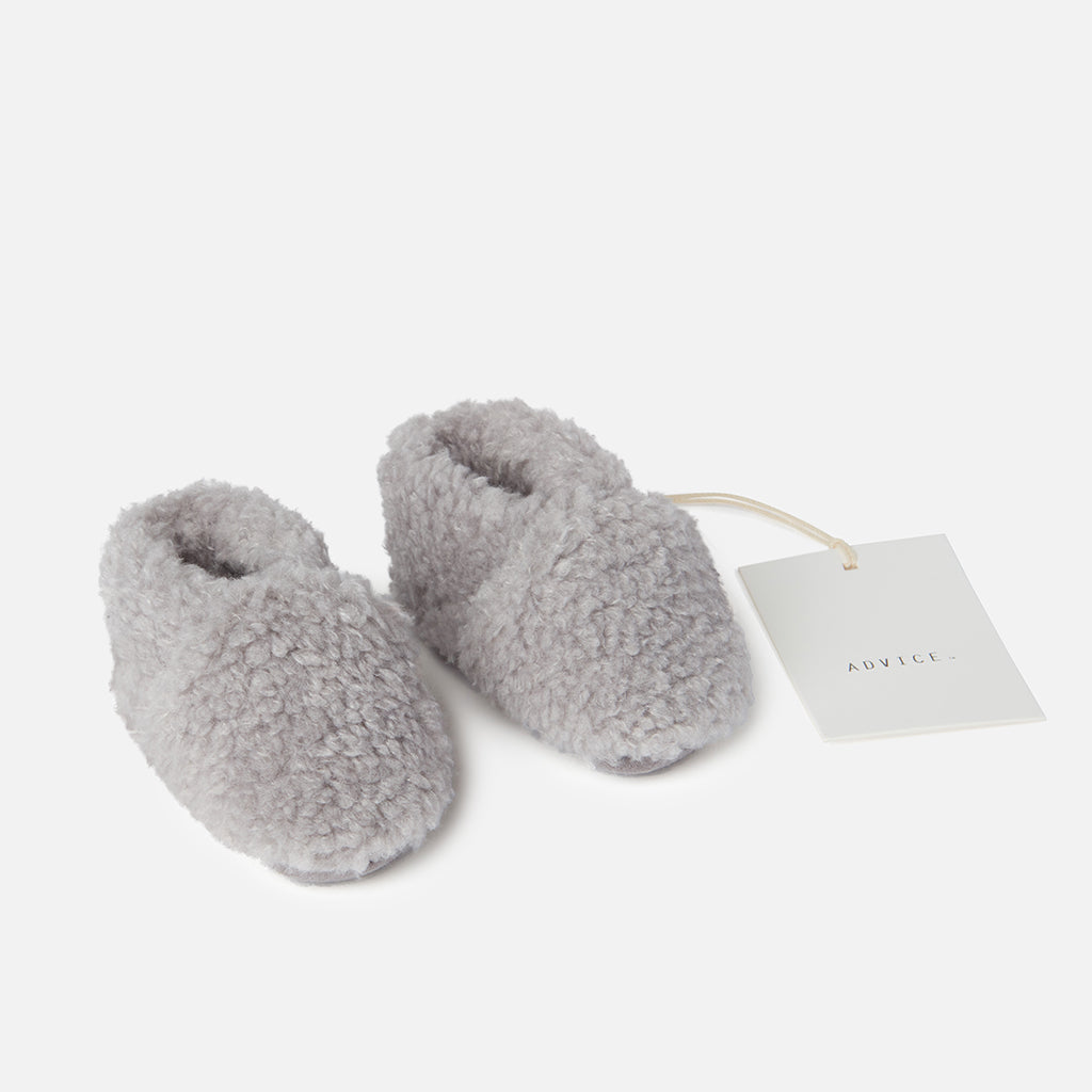 ADVICE Baby Article Two Vegan Shearling Booties Pebble Grey