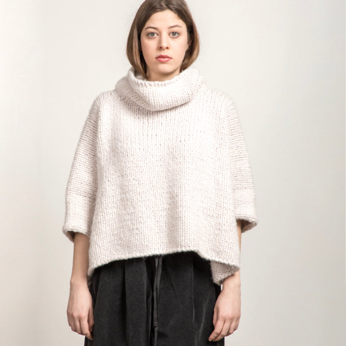 Album Di Famiglia Woman Maxi Turtleneck Sweater HK Fog White