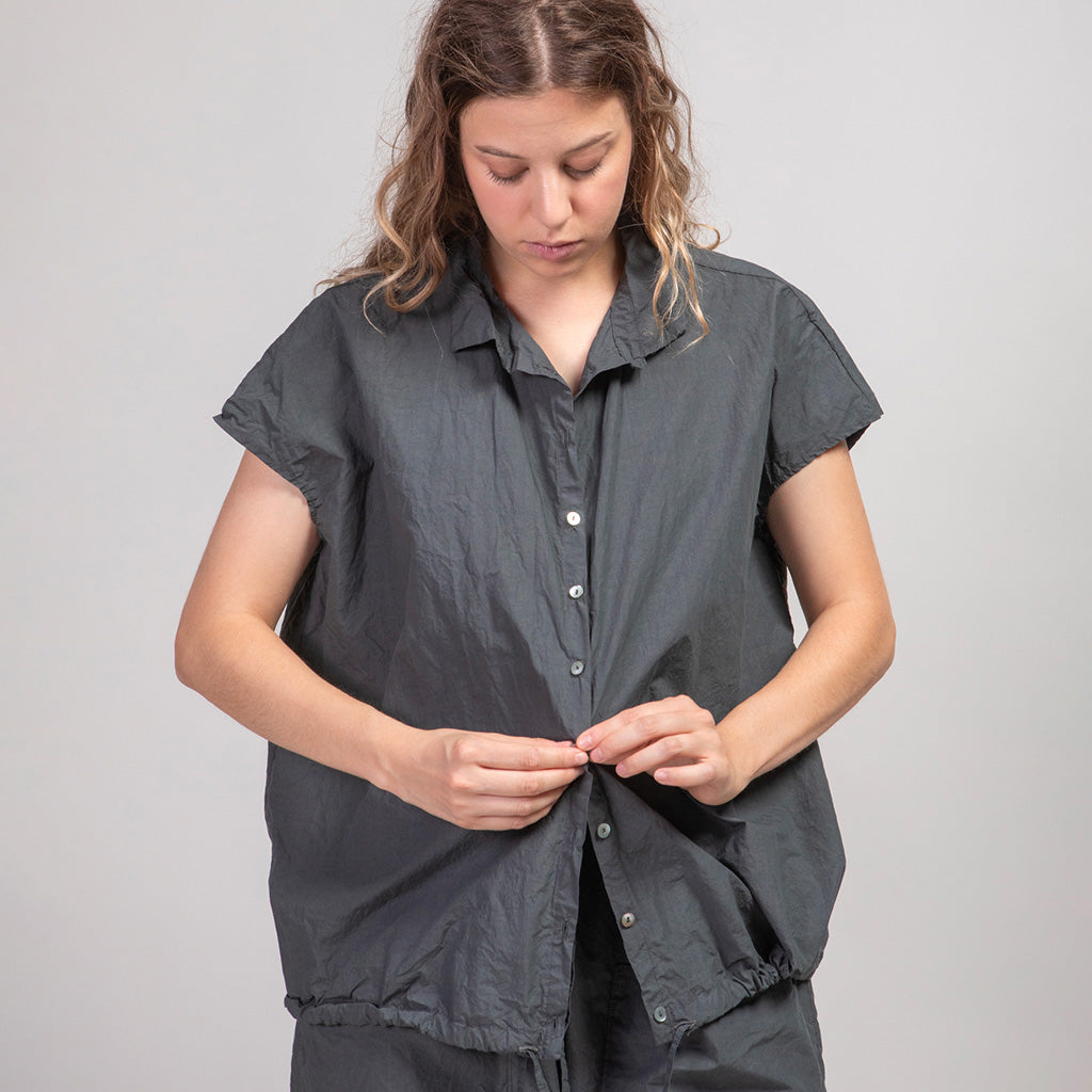 Album Di Famiglia Woman Short Sleeveless Shirt TC Thyme Grey