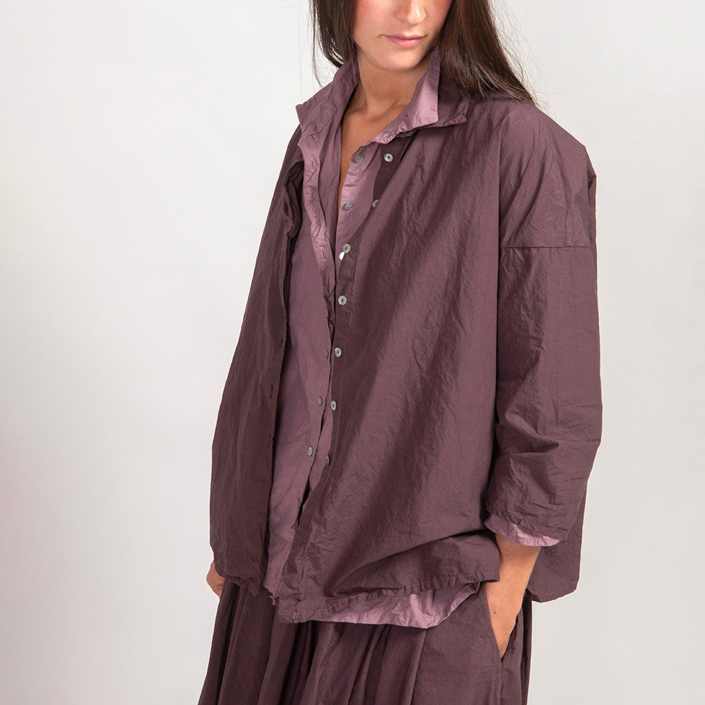 Album Di Famiglia Woman Short Collar Shirt TC Thyme Grey