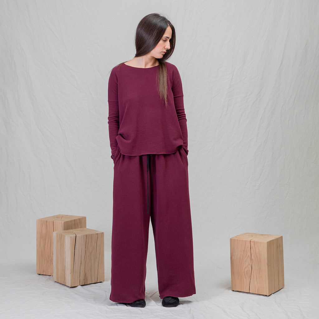 Album Di Famiglia Unisex Wide Essential Trousers JP Wine Red