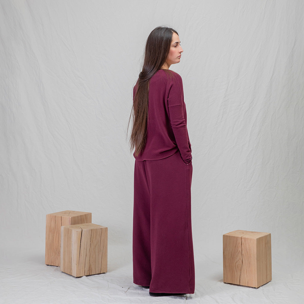 Album Di Famiglia Unisex Wide Essential Trousers JP Wine Red