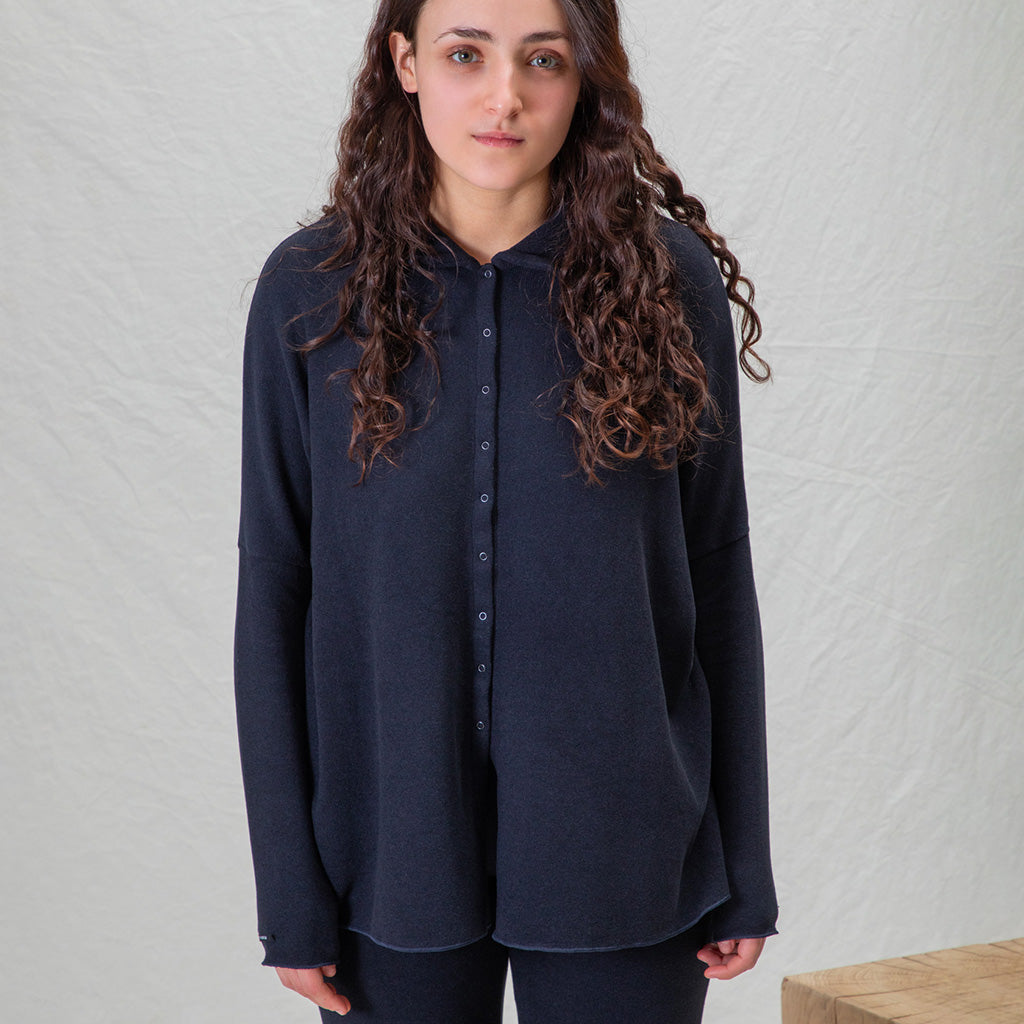 Album Di Famiglia Woman Polo Aperta Cardigan JP Navy Blue