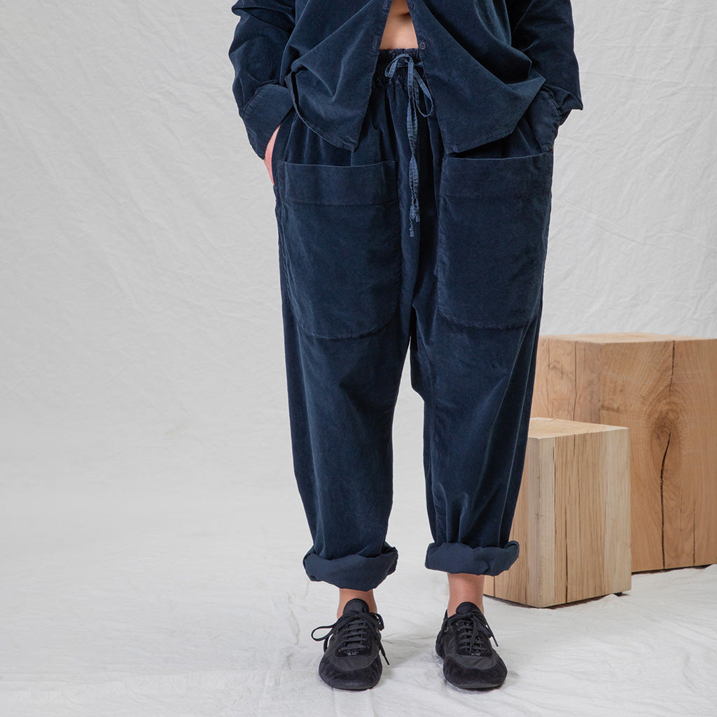 Album Di Famiglia Unisex Velvet Braghe Pockets Pants Navy Blue