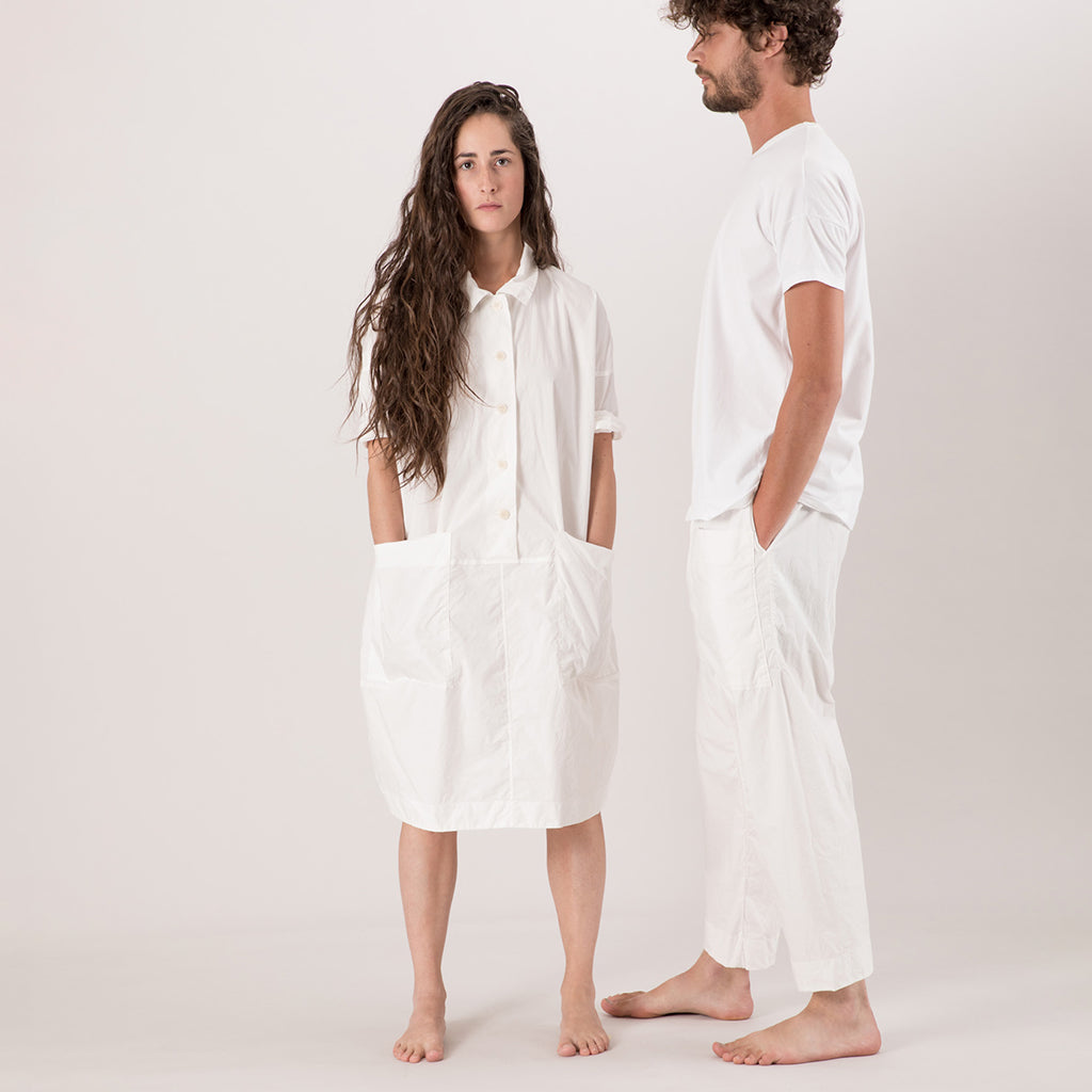 Album Di Famiglia Woman Collar Dress Tasche TS Milk White