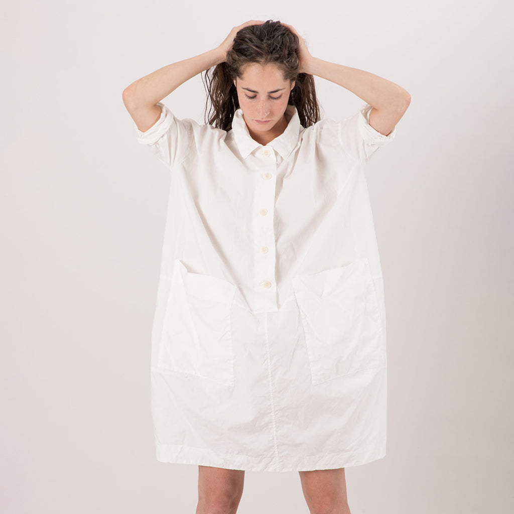 Album Di Famiglia Woman Collar Dress Tasche TS Milk White