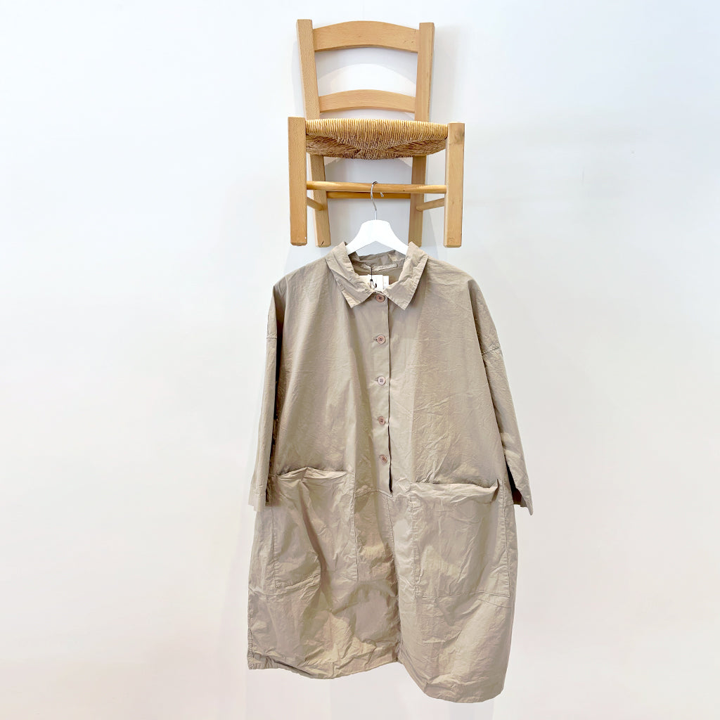 Album Di Famiglia Woman Collar Dress Tasche TS Stone Grey