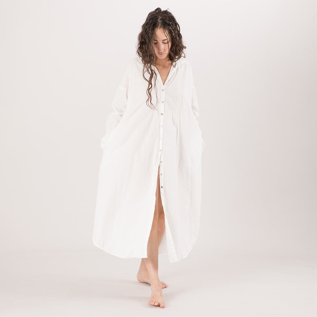 Album Di Famiglia Woman Long Shirt Dress TC Milk White