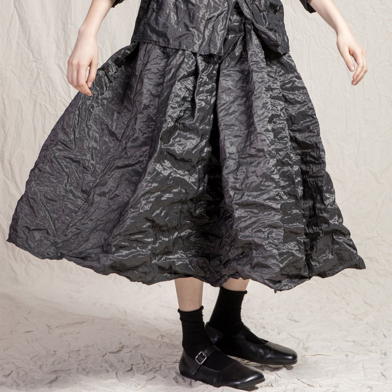 Album Di Famiglia Woman Pleated Long Skirt TM Anthracite Grey