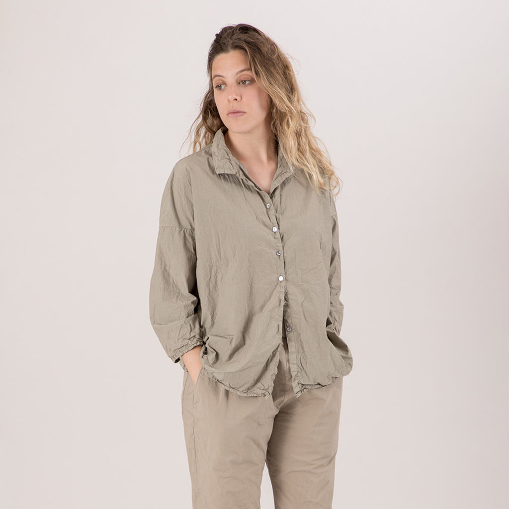 Album Di Famiglia Woman Short Collar Shirt TC Stone Grey