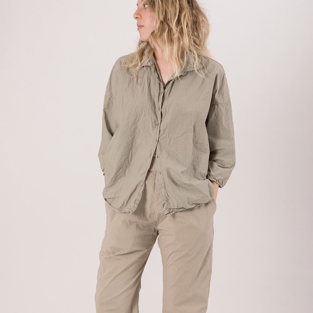 Album Di Famiglia Woman Short Collar Shirt TC Stone Grey