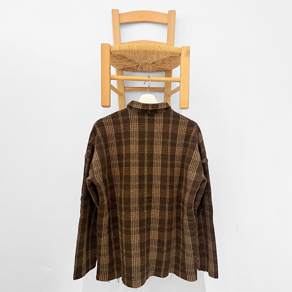 Album Di Famiglia Woman Tartan Soft Collar Shirt Chestnut Brown