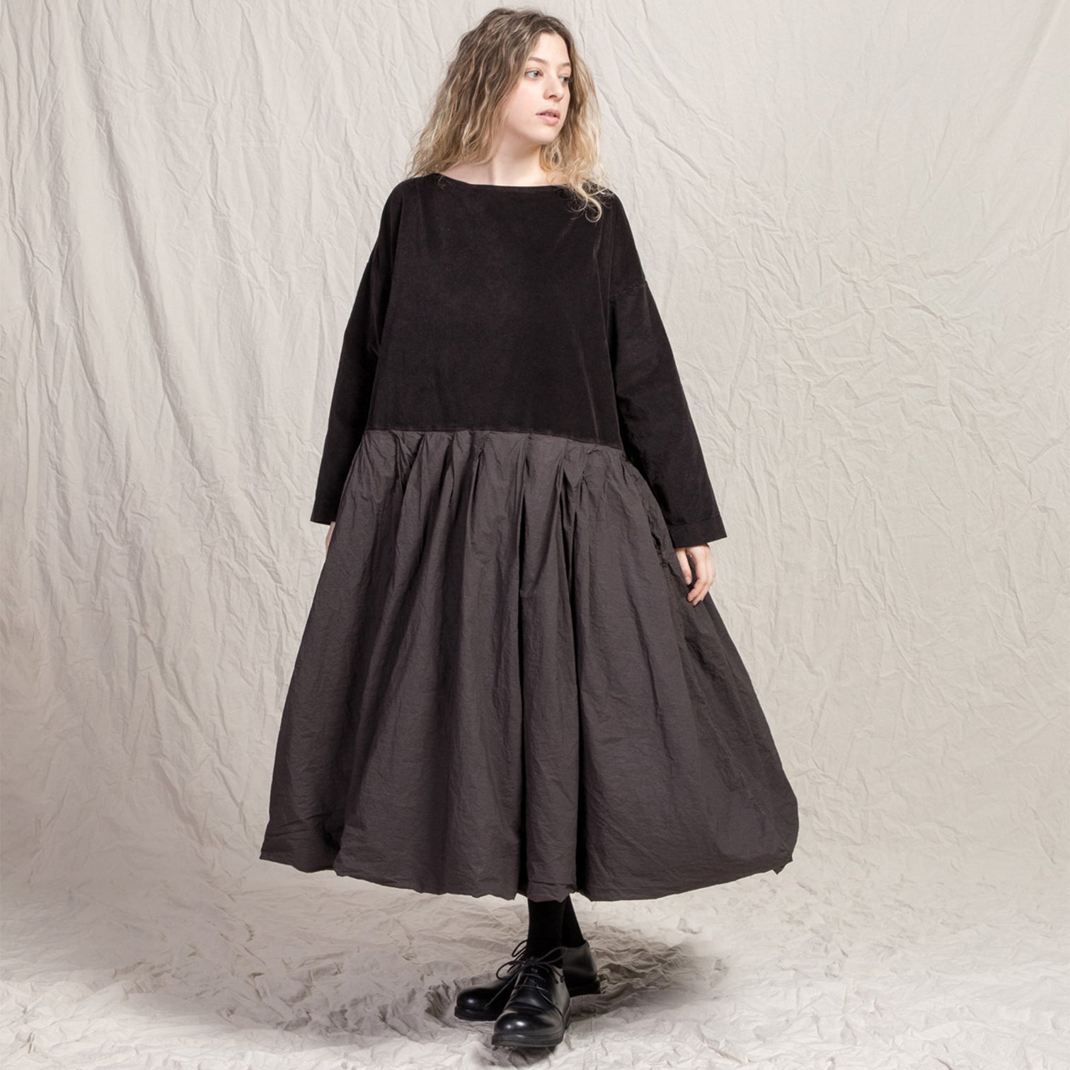 Album Di Famiglia Woman Velvet Boatneck Dress Chocolate Brown