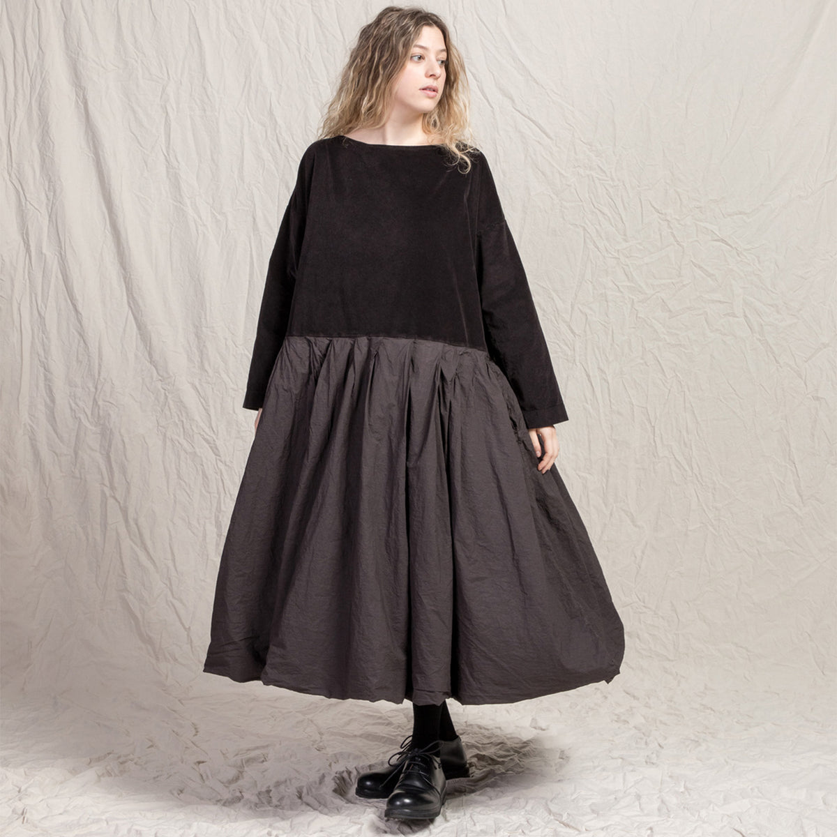 Album Di Famiglia Woman Velvet Boatneck Dress Chocolate Brown