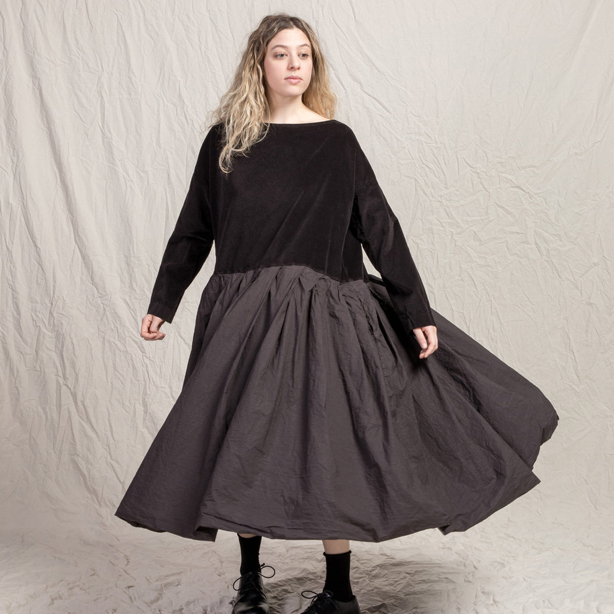 Album Di Famiglia Woman Velvet Boatneck Dress Chocolate Brown