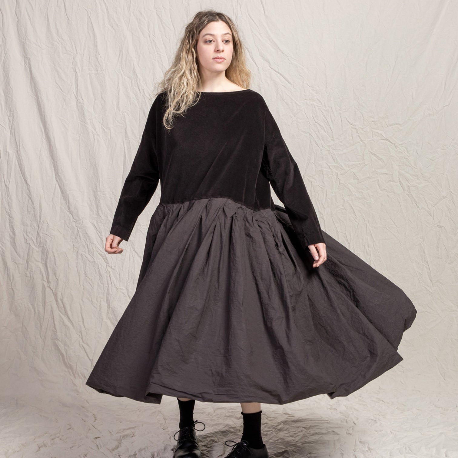 Album Di Famiglia Woman Velvet Boatneck Dress Chocolate Brown