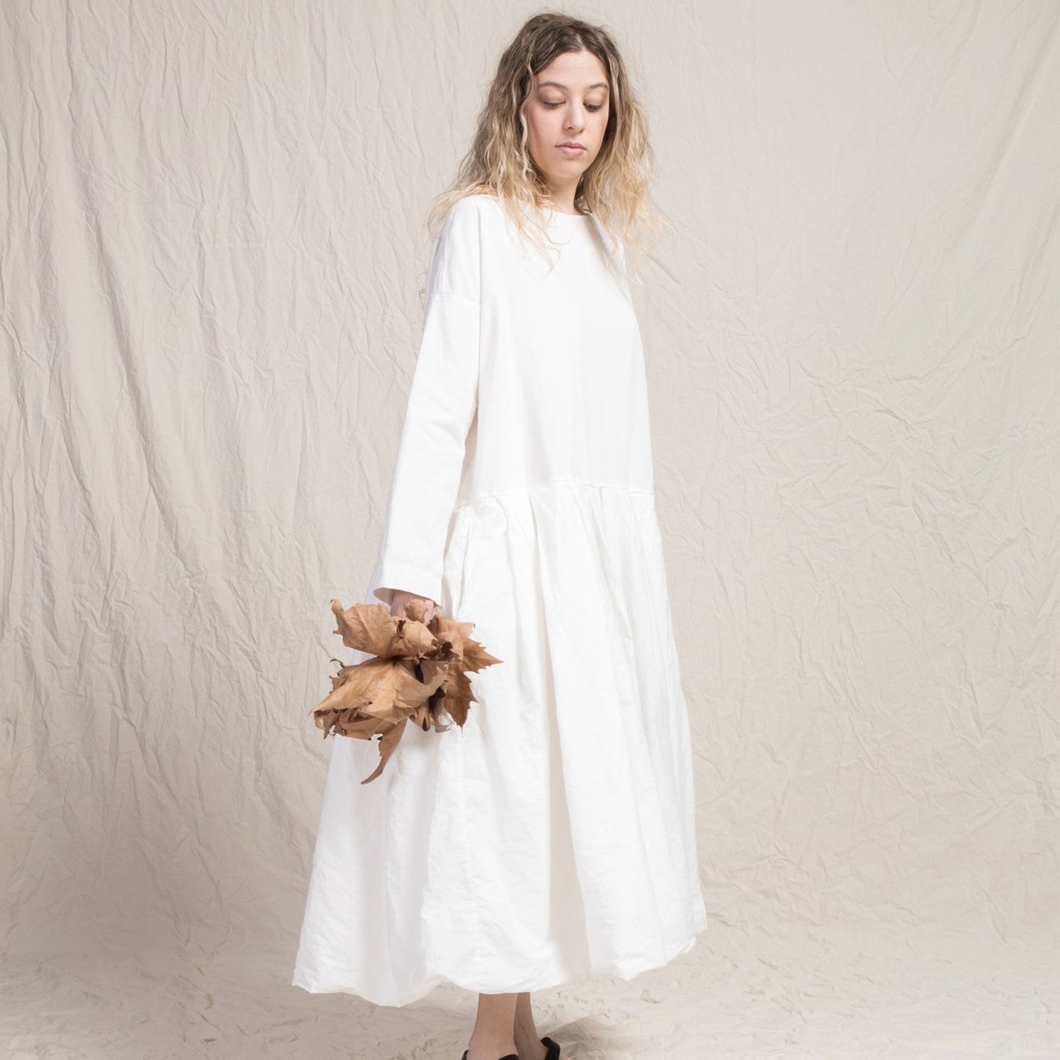 Album Di Famiglia Woman Velvet Boatneck Dress Milk White