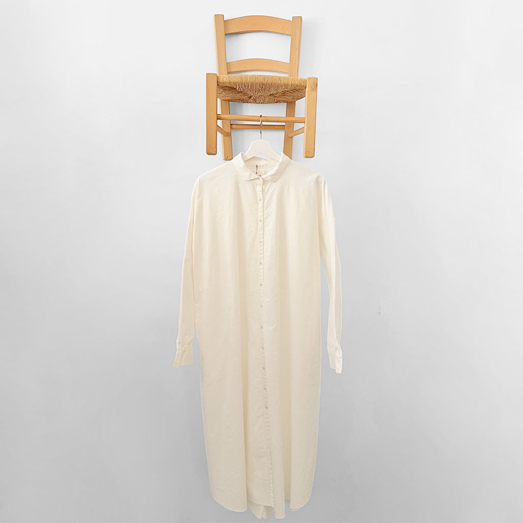 Album Di Famiglia Woman Velvet Long Shirt Dress Milk White
