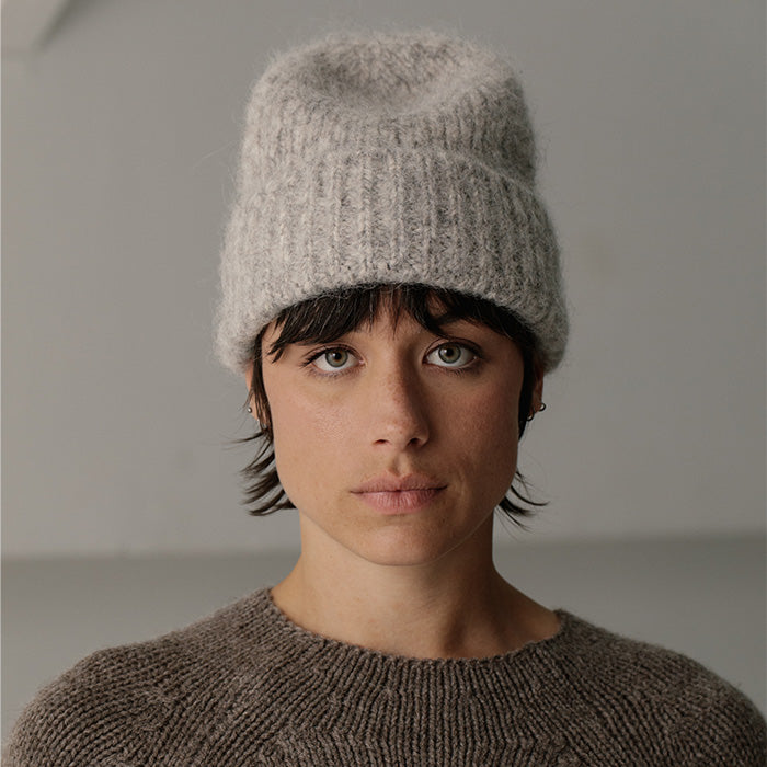 Bare Knitwear Woman Harbour Beanie Marble Grey