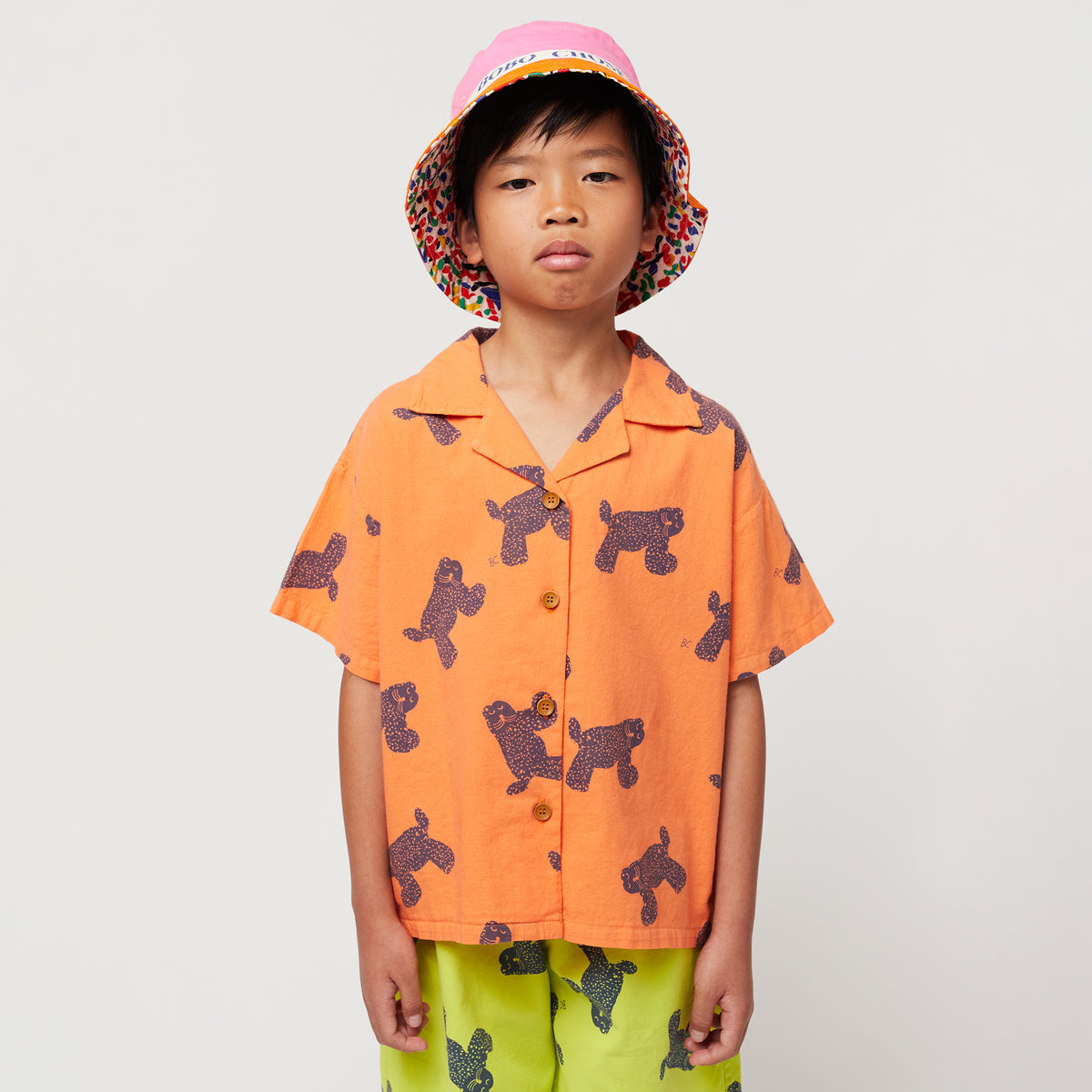 Bobo Choses Child Big Cat All Over Shirt Orange