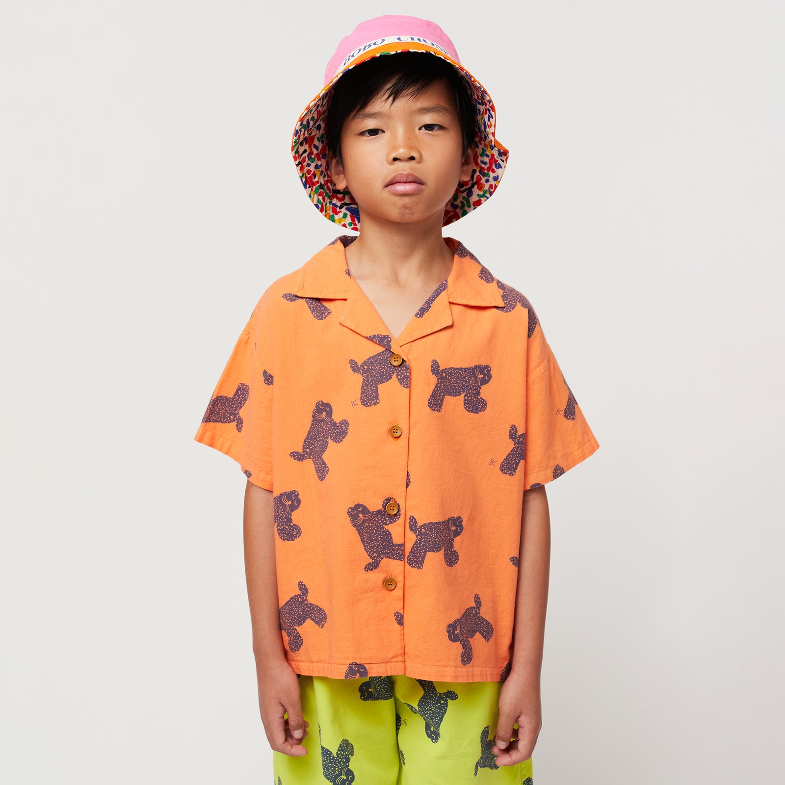 Bobo Choses Child Big Cat All Over Shirt Orange