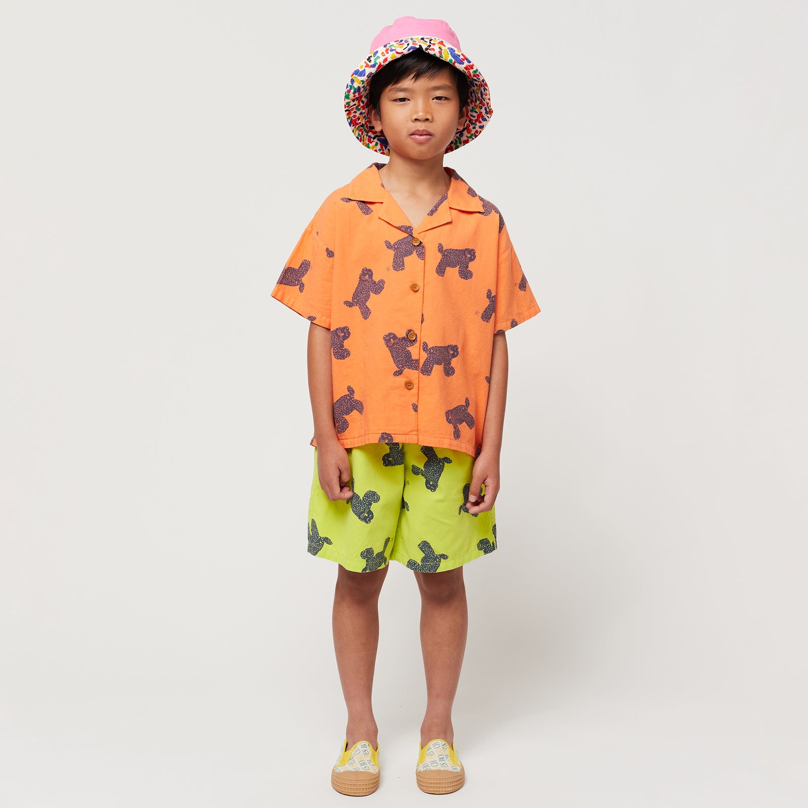 Bobo Choses Child Big Cat All Over Shirt Orange