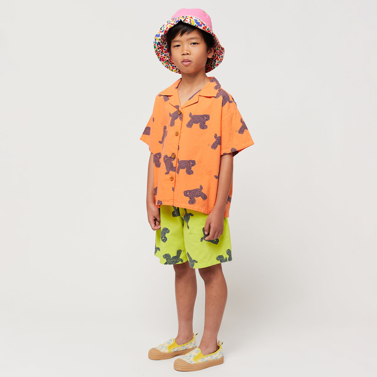 Bobo Choses Child Big Cat All Over Shirt Orange