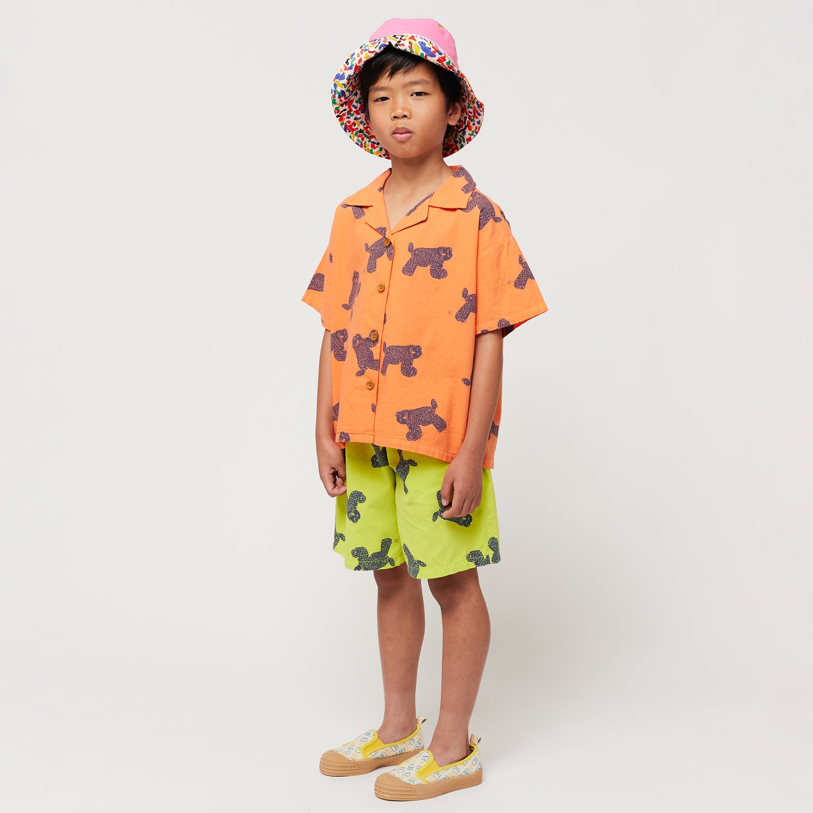 Bobo Choses Child Big Cat All Over Shirt Orange