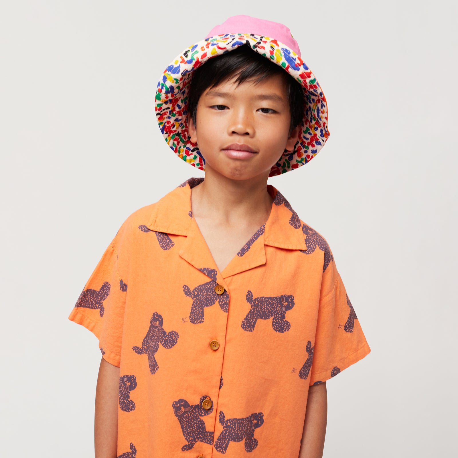 Bobo Choses Child Big Cat All Over Shirt Orange
