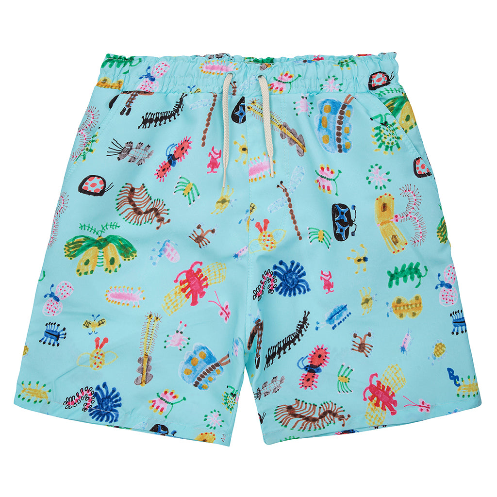 Bobo Choses Child Funny Insects All Over Swim Shorts Aqua Blue