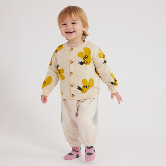 Bobo Choses Baby All Over Mouse Cardigan Cream
