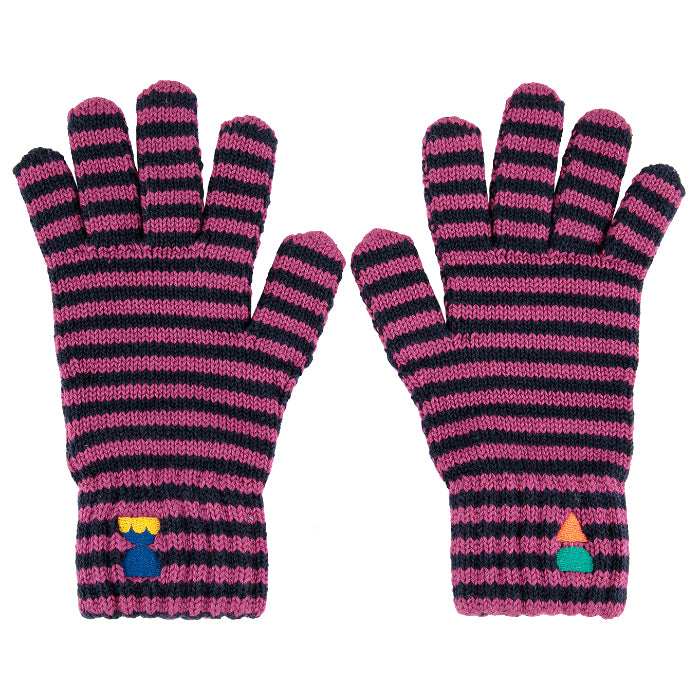 Bobo Choses Child Funny Friends Striped Gloves Pink